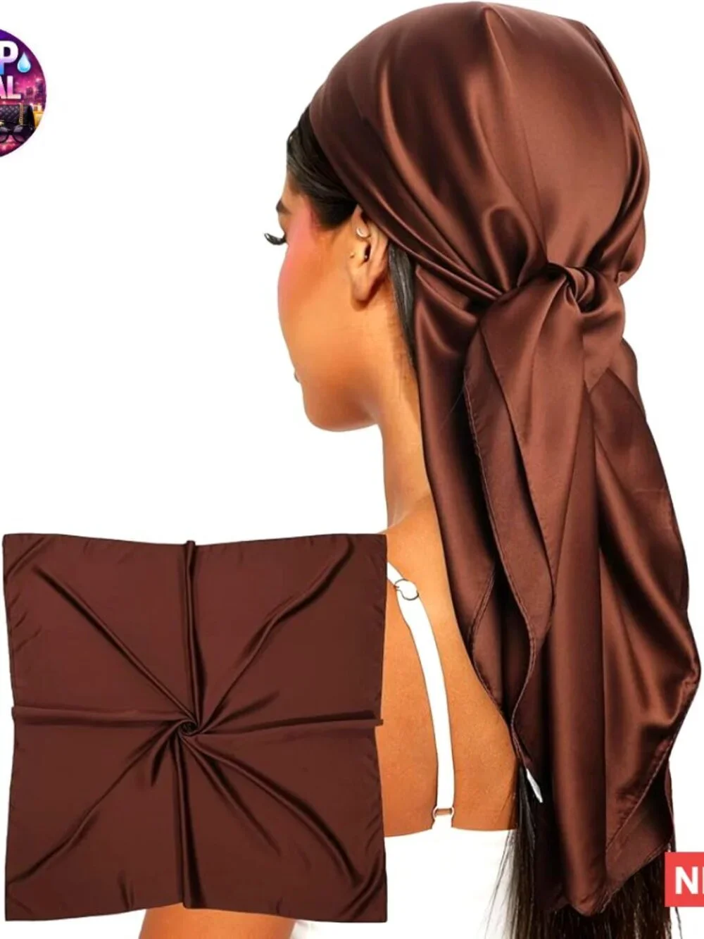 35-Inch Polyester Satin Head Scarf Hair Wrap Neck Scarf
